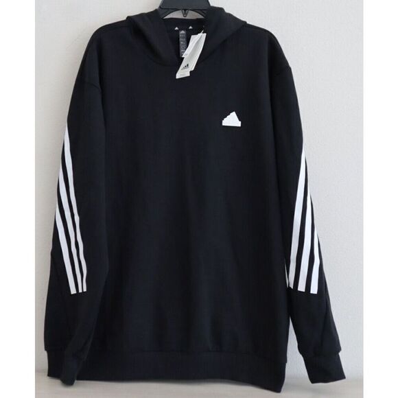 adidas IC6710 Men's Sz XL Black/White 3-Stripe Sweatpants & L/S Hoodie - Picture 3 of 16